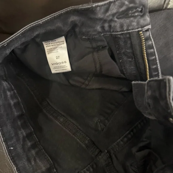 VIGOSS Womens Distressed Crop Jeans Size 27 Waist Straight Stretch Charcoal - Picture 7 of 16